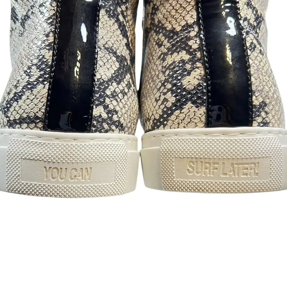 P448 Hightop Leather Sneaker Size 41 Italy Trainer Silver Python Snakeskin Print